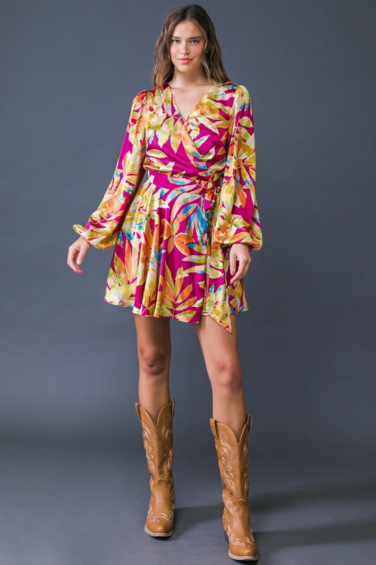 ALL FALL LONG WOVEN MINI DRESS Flying Tomato